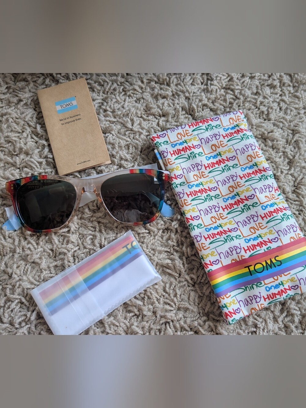 Tom's Fitzpatrick Pride Rainbow Unisex Sunglasses NIB NWT